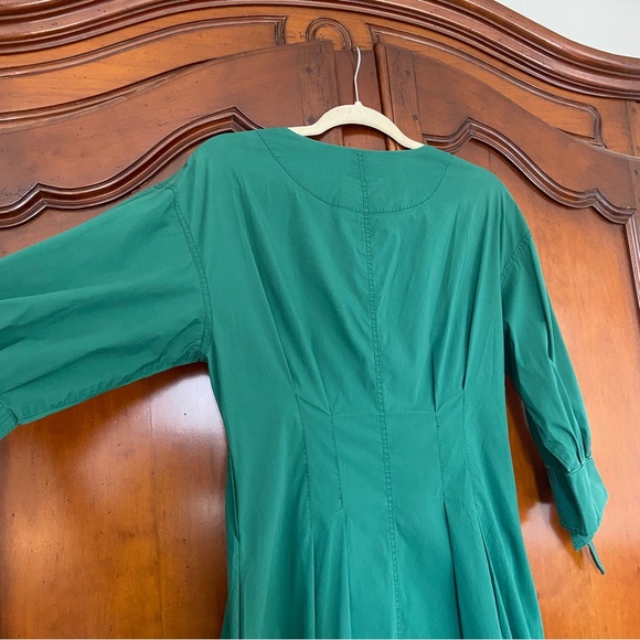 Grey Jason Wu Kelly Emerald Green Midi Button Front Shirt Dress | Size 10 - Picture 9 of 13